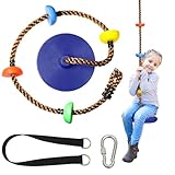 GothicBride Kletterseil Schaukel Outdoor Kinderschaukel Tellerschaukel mit Plattform und Scheibenschaukel Drinnen Draußen für Kinder und Erwachsene 2 Meter Lang (Blau)