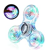 SCIONE Fidget Spinner,Leuchtende Fidget Toys für Kinder LED Kristall Fidget Finger Toy Hand Fidget Spinner Spielzeug(Weiß)