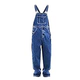 IQYU Jeanslatzhose Herren Lang Stretch - Latzhose Herren Jeans Übergröße Blaue-Latzhose Jeans-Overall Vintage Arbeitshosen Sommer Träger Latzhosen Hosenträgerhose Cargo Denim Jumpsuit Arbeitslatzhose