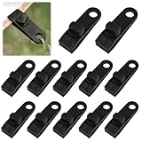 12 Stück Planenspanner Planenclips Zeltplanen Clips, Schwarz Tarp Clips, Einstellbar Zelte Clip, Sofortige Markisenklemme, für Zelte, Abdeckungen, Markisen, Banner, Gartenarbeit, Pool Planen