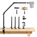 JEBUTU MS05 Kamera Tischstativ Overhead Stativ mit 1/4' Kugelkopf, Klemmstativ Flexibel Gelenkarm Tisch Halterung für Kamera, Ringlicht, Webcam, Projektor, Max. Belastung 3 kg