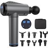 Oryzom Massagepistole mit 30 Geschwindigkeiten, Massage Gun Super leise, 10 Massageköpfen Mit LCD-Touchscreen zur Ganzen Körper Muskel Massage Entspannen (Grau,22.8 * 16.7cm)