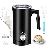 ERWEY 5 in 1 Milchaufschäumer Elektrisch, Automatischer Milchaufschäumer 350ml heißen kalten Milchschaum mit Antihaftbeschichtung, Ein-Klick-Steuerung für Schokolade Cappuccino Macchiato, Schwarz