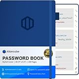 Atlancube Passwortbuch mit A-Z Registerkarten | Scannen nach Online-Passwort-Generator | Sichere Aufbewahrung von über 500 Anmeldungen | Kompakt 10,2 x 14 cm | Sicherer und praktischer Passworthalter