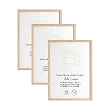 LYYYYX Bilderrahmen DIN A4 Holz mit bruchsicherem Acrylglas zum senkrechten oder waagerechten Aufhängen/Stellen Fotorahmen aus Holz für Fotos, Poster, Puzzles,3er Set