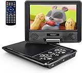 YOTON 9.5' Tragbarer DVD Player mit 7.5' HD Schwenkbildschirm für Auto und Kinder, 4-6 Stunden Betriebszeit mit eingebautem Akku, Unterstützung für Kopfhörer/AV-IN/AV-OUT/USB/SD Karte [Keine Unterstüt