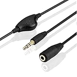 CABLEPELADO Audiokabel Verlängerung Lautstärkeregler | Stereo-Audio-Klinkenstecker mit Regler 3,5 mm Stecker auf Buchse | für Lautsprecher, Kopfhörer, Handy, Tablet, MP3 | Schwarz | 1 Meter