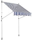 CLP Klemm-Markise Westerly I Ohne Bohren I Höhenverstellbar I UV50+ I Wasserdicht, Farbe:weiß/blau, Größe:200x120 cm