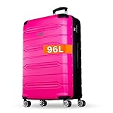 NOWI Hartschalenkoffer XL Groß – 96L Volumen – 8 Rollen 360° drehbar – Leichter ABS Koffer mit Zahlenschloss & Teleskopgestänge – Reisekoffer, Koffer Groß, Koffer, Trolley (pink, XL)