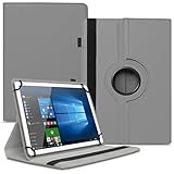 NAUCI Tablet Hülle kompatibel mit VALE Tablet V10E LTE-464 / V10A Tasche Schutzhülle Case Universal Cover 10,1 Zoll aus Kunst-Leder Standfunktion 360° Drehbar, Farbe:Grau