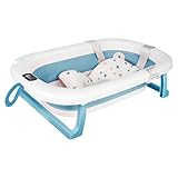 OHMG Babybadewanne, faltbar, Babybadewanne mit Digital-Thermometer, Badewannenkissen, zusammenklappbar, kompakt, tragbar, ideales Geschenk für Neugeborene