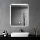 MYGIIVOVO Badezimmer Wandspiegel, Badspiegel Mit Beleuchtung, Spiegel mit LED Licht, Touch Schalter und 3 Farben Dimmbar (45x60 cm)