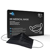 102 st. Medizinische Maske typ IIR CE Zertifiziert | 3-Lagig (BFE99%), Geprüfter Schutz EN14683| OP Mundschutz Gesichtsmaske, Einwegmasken - nicht Wiederverwendbar, für Erwachsene, Schwarze Farbe