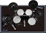 Drum Teppich, Schlagzeugteppich 120x140 CM, Schwarz Music Carpet Innen und Außen, Trommelteppich mit rutschfester Unterseite für Schlagzeug, Elektrisches Schlagzeug Teppich für Studio, Wohnung.