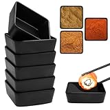 6 Stück Dipschalen Set,9x8x4 cm Kleine Schälchen für Dips,Quadratische Sojasauce Schälchen,Mini Dip Schälchen,Saucenschälchen Schwarz Gewürzschalen,Sushi Schälchen für Ketchup,Sojasauce,Barbecuesauce