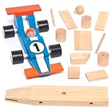 Baker Ross AG769 Rennwagen-Bastelsets aus Holz für Kinder zum Basteln und Dekorieren als Geschenk zum Vatertag (2 Stück), Holzfarben, 17,5 cm, 2 Pack