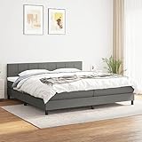 Tidyard Boxspringbett mit Matratze Jugendbett Bett mit Kopfteil Bettrahmen Boxbett Polsterbett Hotelbett Schlafzimmerbett Designerbett Doppelbett/Einzelbett Gästebett Dunkelgrau 160x200 cm Stoff
