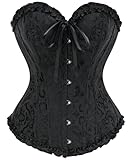 SZIVYSHI Damen Vollbrust Corsage Korsett Top Gothic Vintage Corsagen Bustier Corsette, Schwarz,L