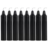 Rauchfreie Stabkerzen, 8 Stück, Schwarz, Wachskerzen für Haushalt und Beleuchtung, 2.1x11cm