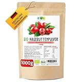 EWL Naturprodukte 1kg Bio Hagebuttenpulver | Ganze gemahlene Hagebutte | Hagebuttenpulver aus kontrolliertem Anbau | Rohkostqualität | Kontrolliert und abgefüllt in Deutschland