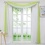 Delien Voile 1er Pack Gardinenschals Querbehang Transparente Gardine Freihanddeko Vorhang Einfarbige Farbverlauf Dekoschals Hängevorhang für Wohnzimmer Hochzeit Feier Party BxH 140x300cm,Grün