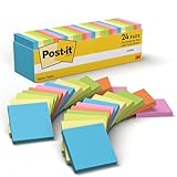 Post-it Notizen, Vorteilspackung mit 24 Blöcken, 100 Blatt pro Block, (76 mm x 76 mm) - Selbstklebende Notizzettel für Notizen, To-Do-Listen und Erinnerungen