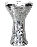 Orientalische Profi Darbuka – Handgehämmert | Bauchtanz Trommel aus Aluguss | Inkl. Ersatzfell, Tragetasche & Stimmschlüssel (44,5 cm / 22 cm)