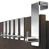 Menz Türhaken - 6 Stück Edelstahl Türhaken zum Einhängen, stabile Kleiderhaken Tür, Haken zum Einhängen als flexible Türgarderobe, Türhakenleiste