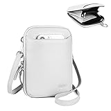 befen Umhängetasche aus echtem Leder, für Damen, kleiner Reißverschluss, RFID-blockierend, Crossbody-Tasche, Weiss/opulenter Garten, Small