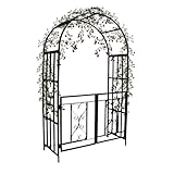 Gartenspalier-Gartenlaube mit Tor, robuste Metallstruktur für Kletterreben und Pflanzen, Rasen- und Hinterhof-Dekoration, Hochzeits- und Party-Dekoration, 210 x 114 cm