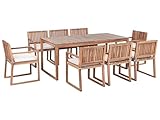 8-Sitzer Gartenset zertifiziertes Holz hellbraun Kissen beige taupe Sassari Premium