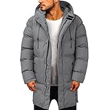 BOTCAM Wintermantel Herren Thermomantel Winter, Winddicht Daunenjacke mit Reißverschluss Einfarbig Jacke Winter Warm Steppjacke Leichte Winterjacke mit Kapuze Große Größen Outdoor Skimantel M-8XL