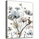 Abstrakte Blumen Leinwand Wandkunst Elegante Blumen Bilder Wanddekoration Aquarell Botanische Leinwand Gemälde Indigo Blau Blume Leinwanddrucke Kunstwerk für Bad Schlafzimmer Wanddekoration 30x40cm