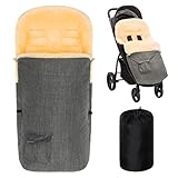 Zamboo Lammfell Fußsack 2in1 für Kinderwagen & Buggy - Universal Baby Winterfußsack und Einlage aus Merino Lammwolle für Kinder - Grau