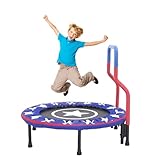 Trampolin Kinder Indoor Outdoor Ø 91cm Klein Mini Kindertrampolin Klappbar ohne Netz Zuhause Eckig Bodentrampolin für Drinnen ab 2 3 4 Jahre Kids(Blau)