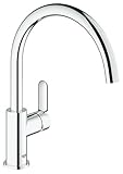 GROHE BauEdge, Küchenarmatur mit hohem Auslauf (Wasserhahn für die Küche mit Keramikkartusche, Spültischarmatur mit praktischem 360° Schwenkbereich, einfache Montage), chrom, 31367000