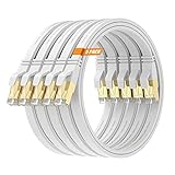 Surplay Cat8 Ethernet-Kabel, 5 m, Weiß, 40 Gbit/s, Internet-Netzwerk-Patchkabel, solider Leiter, geschirmtes und Erdungskabel, vergoldete RJ45 Cat 8 LAN-Leitung mit Kabelbinder für Hub, Router, 5