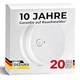Rauchmelder 20er Set - 10 Jahre Garantie mit 9V Batterie austauschbar - nach DIN EN14604 von BSI zertifizierter Feuermelder, Rauchwarnmelder und Brandmelder