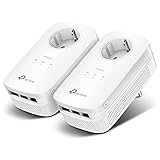TP-Link Powerline Adapter Set TL-PA8030P KIT(1300Mbit/s Homeplug AV2, 2*2-MIMO, Steckdose, 6 Gigabit Ports, Plug&Play, kompatibel mit allen Powerline Adaptern, ideal für Streaming, energiesparend)weiß