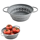 Nudelsieb Faltbar,Nudelsieb,28cm Faltbares Sieb Küche Mit Griffen,Faltbares Sieb Spülmaschinenfest,Leicht Zu Reinigen Küchensieb Faltbar Für Abtropfen Von Nudeln,Obst,Gemüse (Grau)
