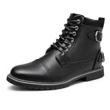 Bruno Marc Herren Motorrad Stiefel Motorradschuhe Herren Schnürstiefel Boots Kunstlederstiefel Chukka Boots Zipper Closure Biker Boots Herren,Size 44.5,Schwarz,Philly_10