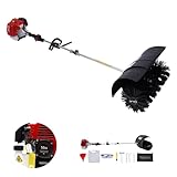 BJTDLLX 52cc Kehrmaschine Benzin Schneefräse Motorbesen Kehrbesen Schneeschieber mit Motor 2-Takt 2.3 PS Handkehrmaschine, 58 cm Kehrwalze