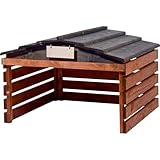 dobar® Mähroboter Garage aus Holz mit abnehmbarem Dach - Rasenroboter Unterstand mit individualisierbarem Schild - 78,5 x 74 x 52,5 cm - Braun/Schwarz