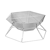 IIPOSAQQ Klappgrill, Hexagon Edelstahl Kochen Outdoor Grill, Holzkohle Carbon Asche Trennung Multifunktionaler Grill mit Rucksack für Camping Wandern ()