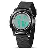 HANPOSH Uhren Herren Digital Herren Uhr 3 ATM Wasserdicht Sport Armbanduhr mit Wecker, Stoppuhr, Countdown, Duale Zeitzone, Kalender