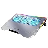 LIANGSTAR Laptop-Kühlpad 30,5 - 43,8 cm, 3 Ventilator-Laptop-Kühlpad (1600 U/min) mit rutschfestem Ständer, USB-Anschluss, RGB-Licht, ergonomisches Design, Staubfilter, Schwarz, 2023 Version