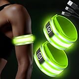 Coottyes 2025 Led Armband Aufladbar,Reflective Leucht Armbänder mit 5 Farben & 3 Modi,2 Stück Kinder Leuchtbänder,Reflektorband Nacht Sicherheits Licht für Joggen Laufen Running