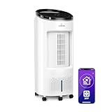Klarstein Luftkühler mit Wasserkühlung, 4-in-1 Verdunstungskühler, Luftbefeuchter, Ventilator & Luftreiniger, Mobile Klimageräte, Luftkühler mit App-Steuerung & Nachtmodus, Leiser Air Cooler