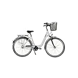 HAWK City Wave Deluxe Plus inkl. Korb I Damenfahrrad 26 Zoll I Leichtes Damen Fahrrad mit 7-Gang Shimano Nabenschaltung & Nabendynamo I Weiß