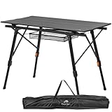 CampFeuer Campingtisch faltbar | 90,5 x 51,5 cm | Klapptisch mit Tragetasche, Gartentisch, Reisetisch | Falttisch höhenverstellbar, Outdoortisch, Beistelltisch | Balkontisch, Mehrzwecktisch (Schwarz)